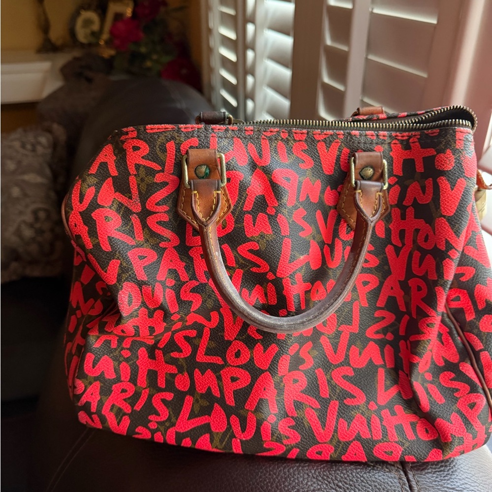 Limited edition original Louis Vuitton Stephen Spruce Speedy bag pink